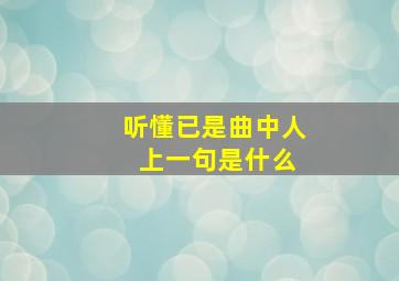 听懂已是曲中人 上一句是什么